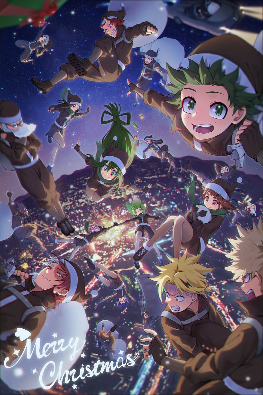 midoriya izuku, bakugou katsuki, uraraka ochaco, todoroki shoto, asui tsuyu, and 16 more (boku no hero academia) drawn by matsumotoshinnnosuke