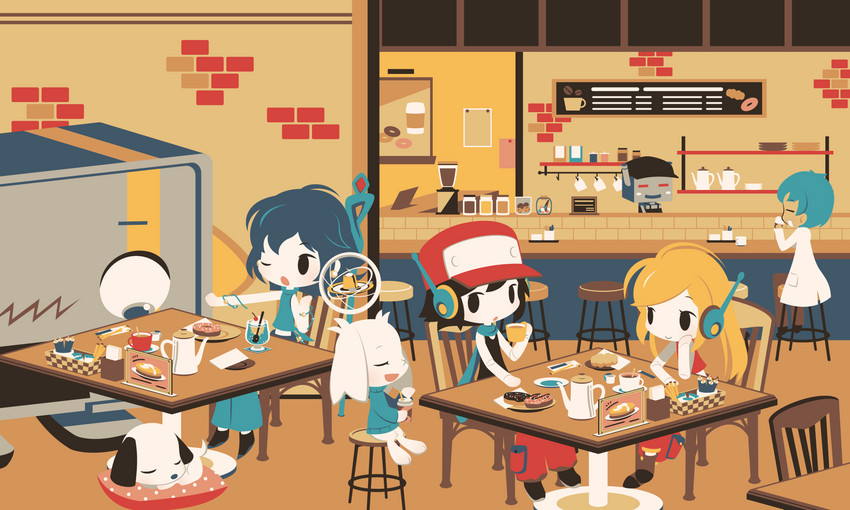 curly brace, quote, misery, sakamoto sue, balrog, and 2 more (doukutsu monogatari) drawn by cobalta