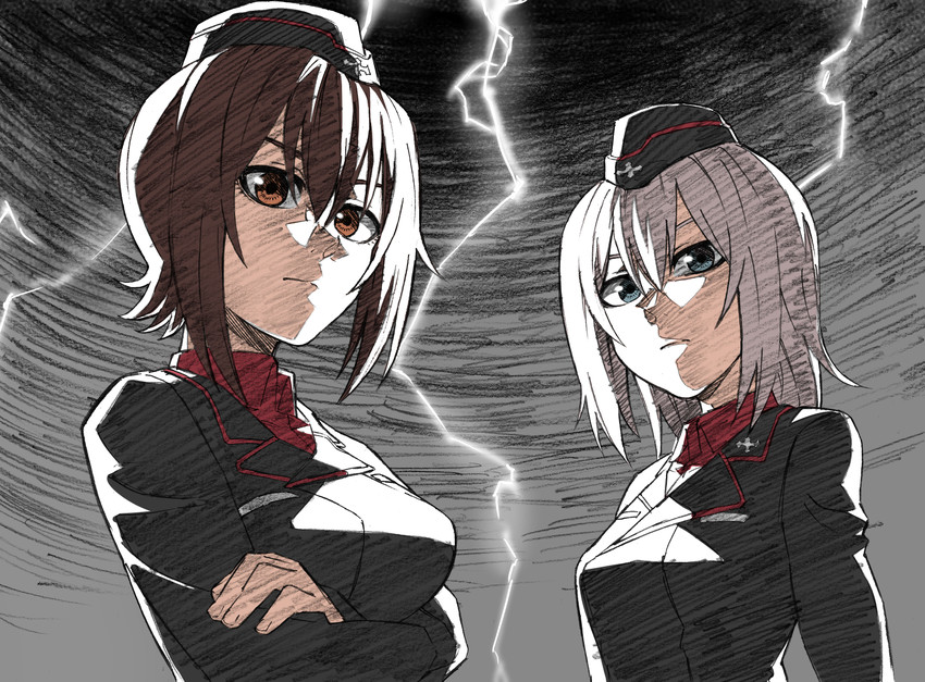 nishizumi maho and itsumi erika (girls und panzer) drawn by tuskryo