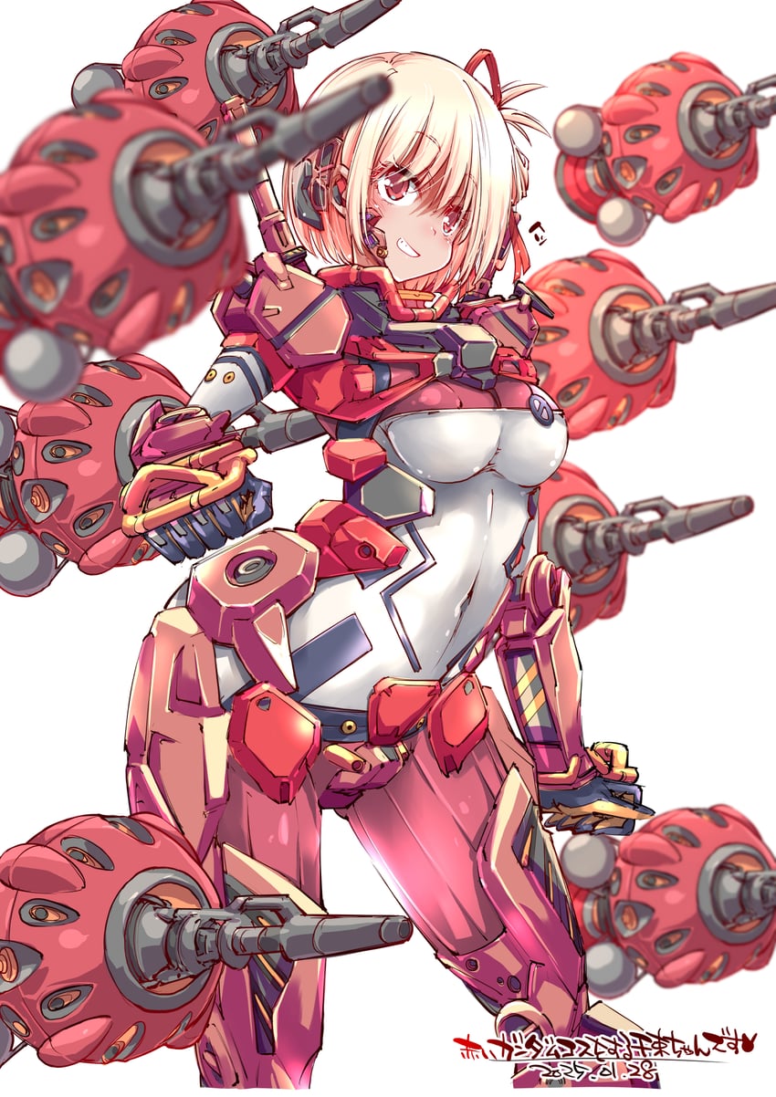nishikigi chisato and red gundam (gundam and 2 more) drawn by yazawa_mana