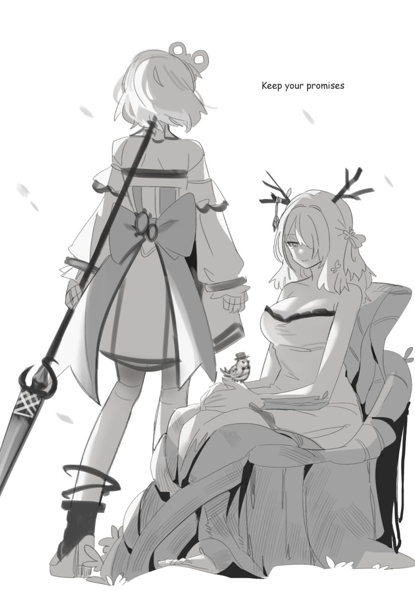 ceres fauna and cecilia immergreen (hololive and 1 more) drawn by fongban_illust