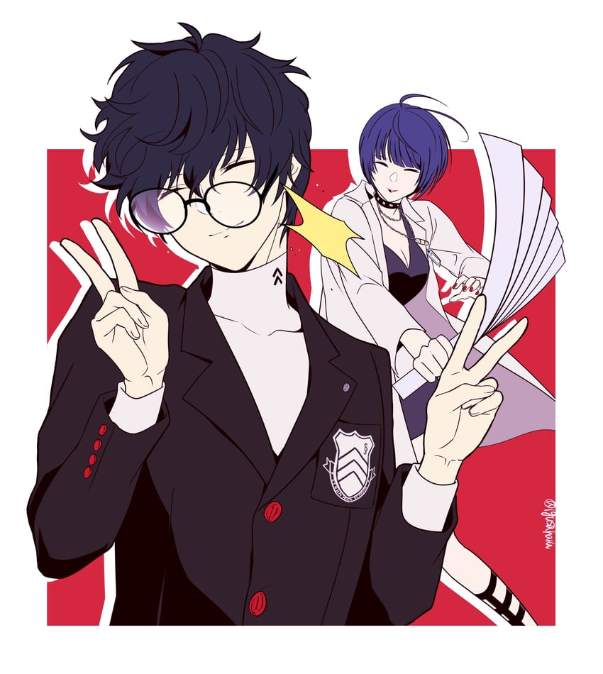 amamiya ren and takemi tae (persona and 1 more) drawn by igusaharu