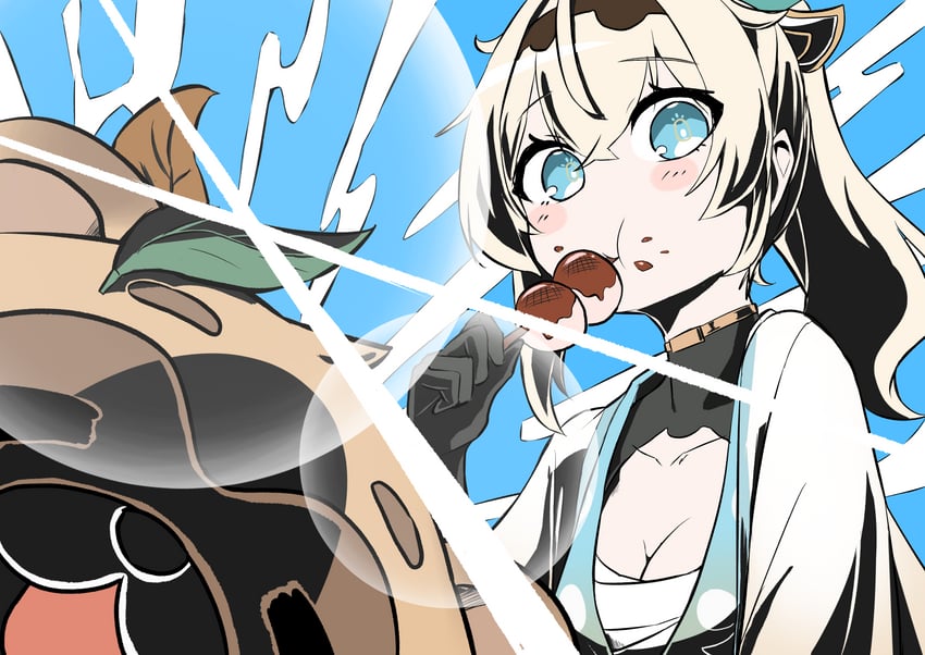 kazama iroha and pokobee (hololive and 1 more) drawn by pleia90