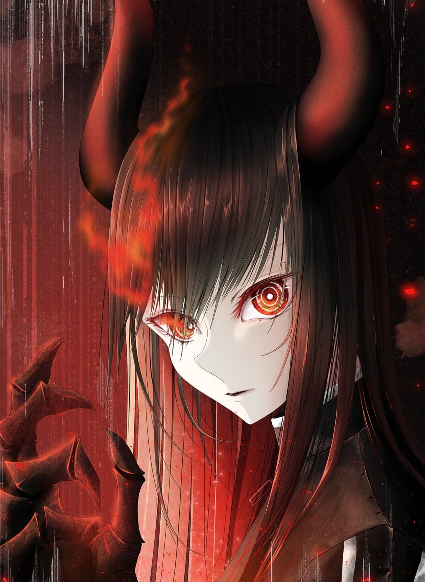black gold saw and red five (black rock shooter) drawn by ryrie_(ryriearts)