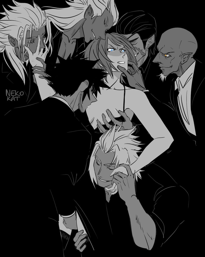 aqua, xemnas, vanitas, xigbar, ansem seeker of darkness, and 2 more (kingdom hearts) drawn by nekokat42