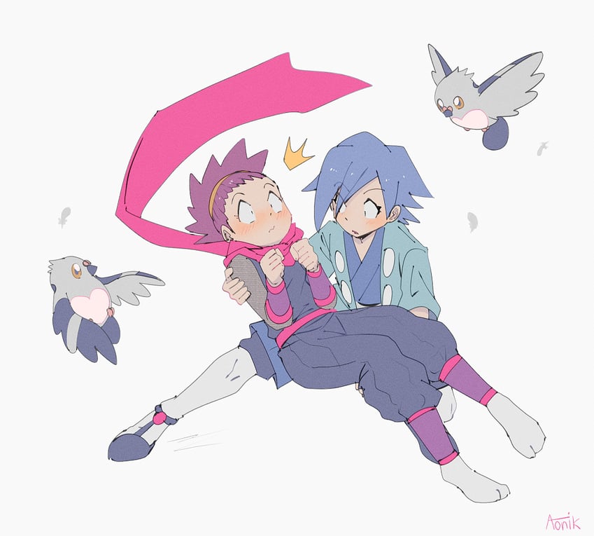 falkner, pidove, and janine (pokemon and 1 more) drawn by aonik