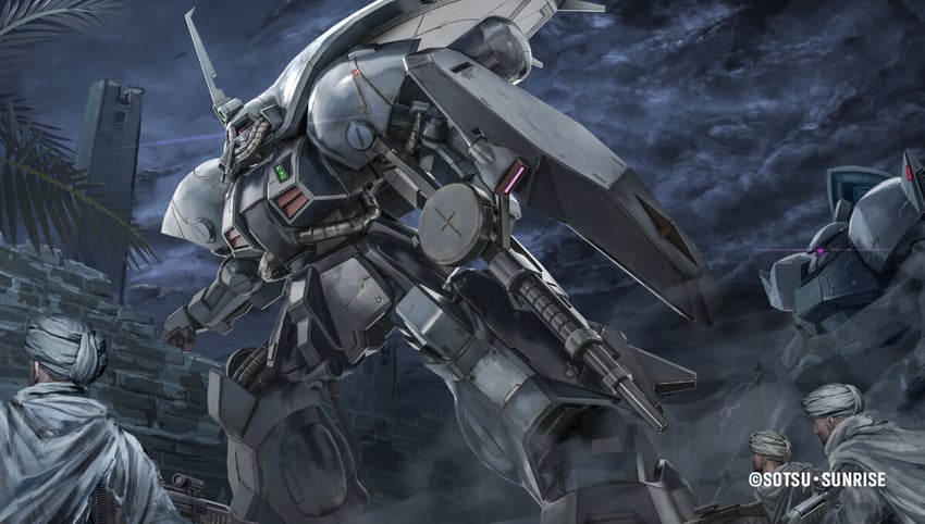 gelgoog and ewac zack (gundam and 3 more) drawn by tenjin_hidetaka