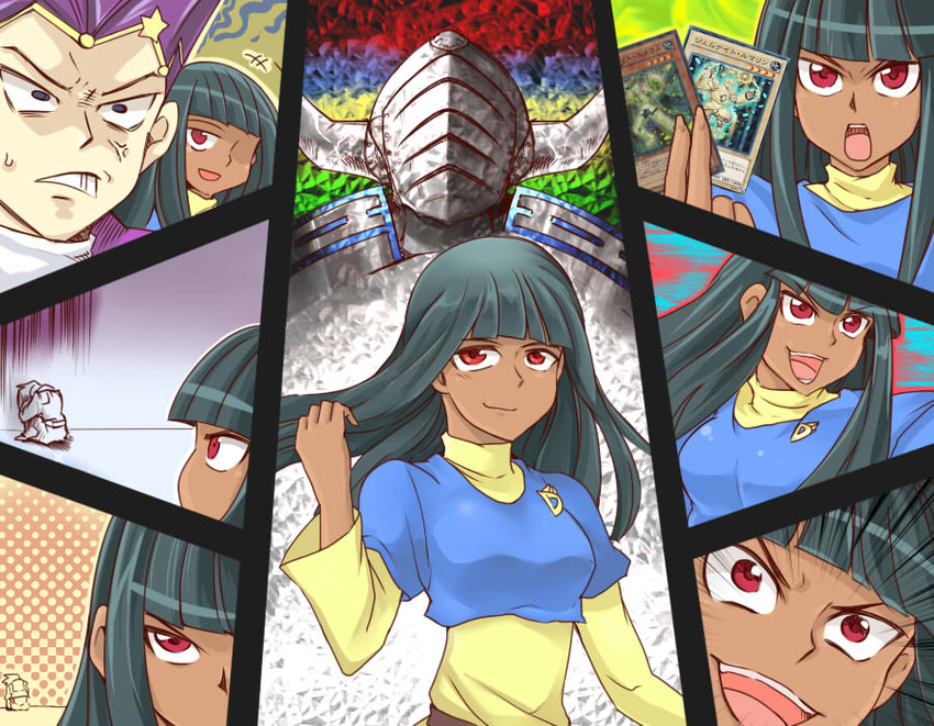 kotsu masumi, shijima hokuto, gem-knight tourmaline, gem-knight master diamond, and gem-knight emerald (yu-gi-oh! and 1 more) drawn by nasuka@hiyokko