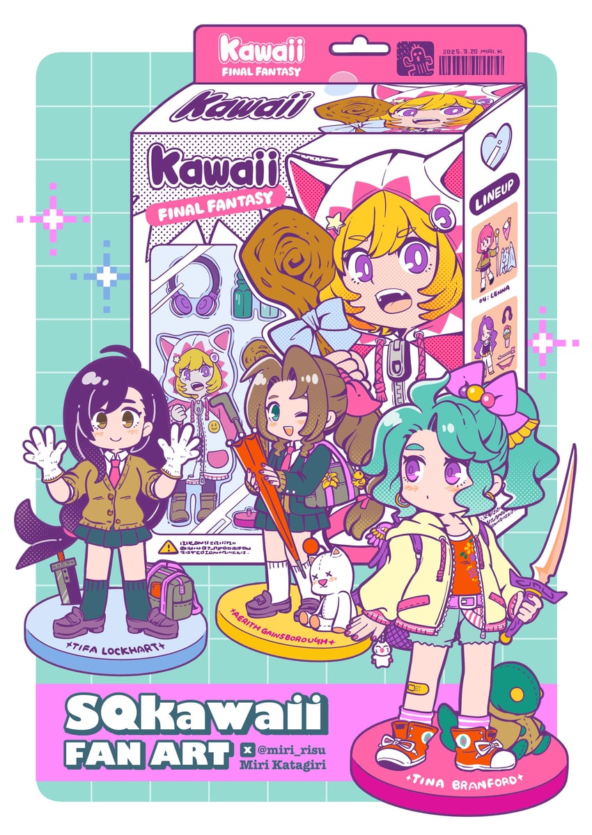 tifa lockhart, aerith gainsborough, terra branford, moogle, white mage, and 4 more (final fantasy and 4 more) drawn by miri_(mirik)
