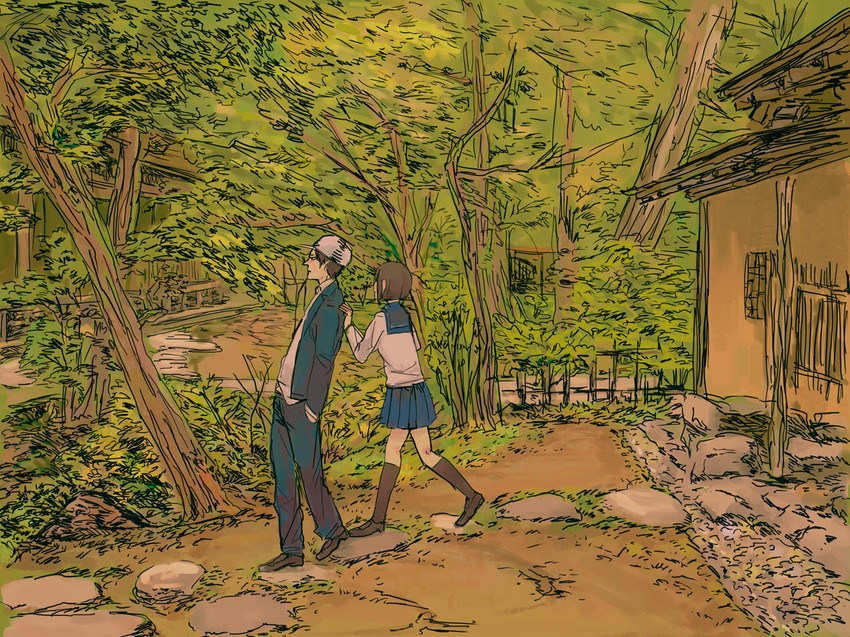 karasawa toshiyuki and habara (danshi koukousei no nichijou) drawn by requote
