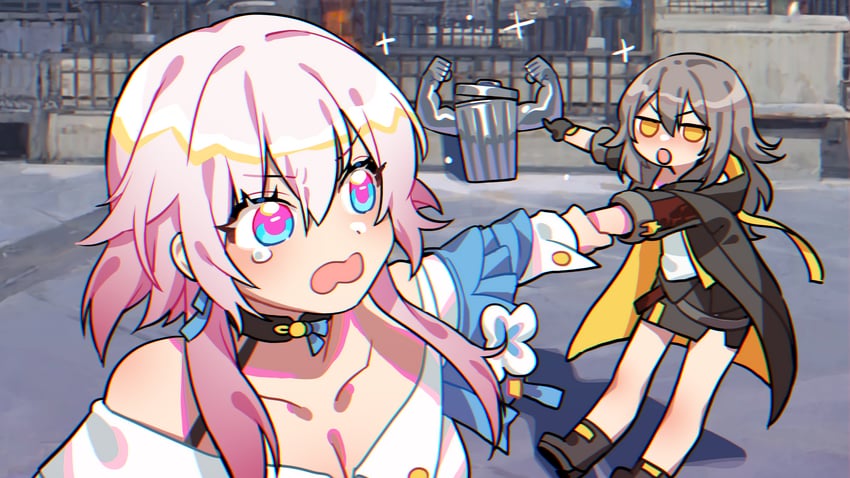 trailblazer, stelle, and march 7th (honkai and 1 more) drawn by churumoti
