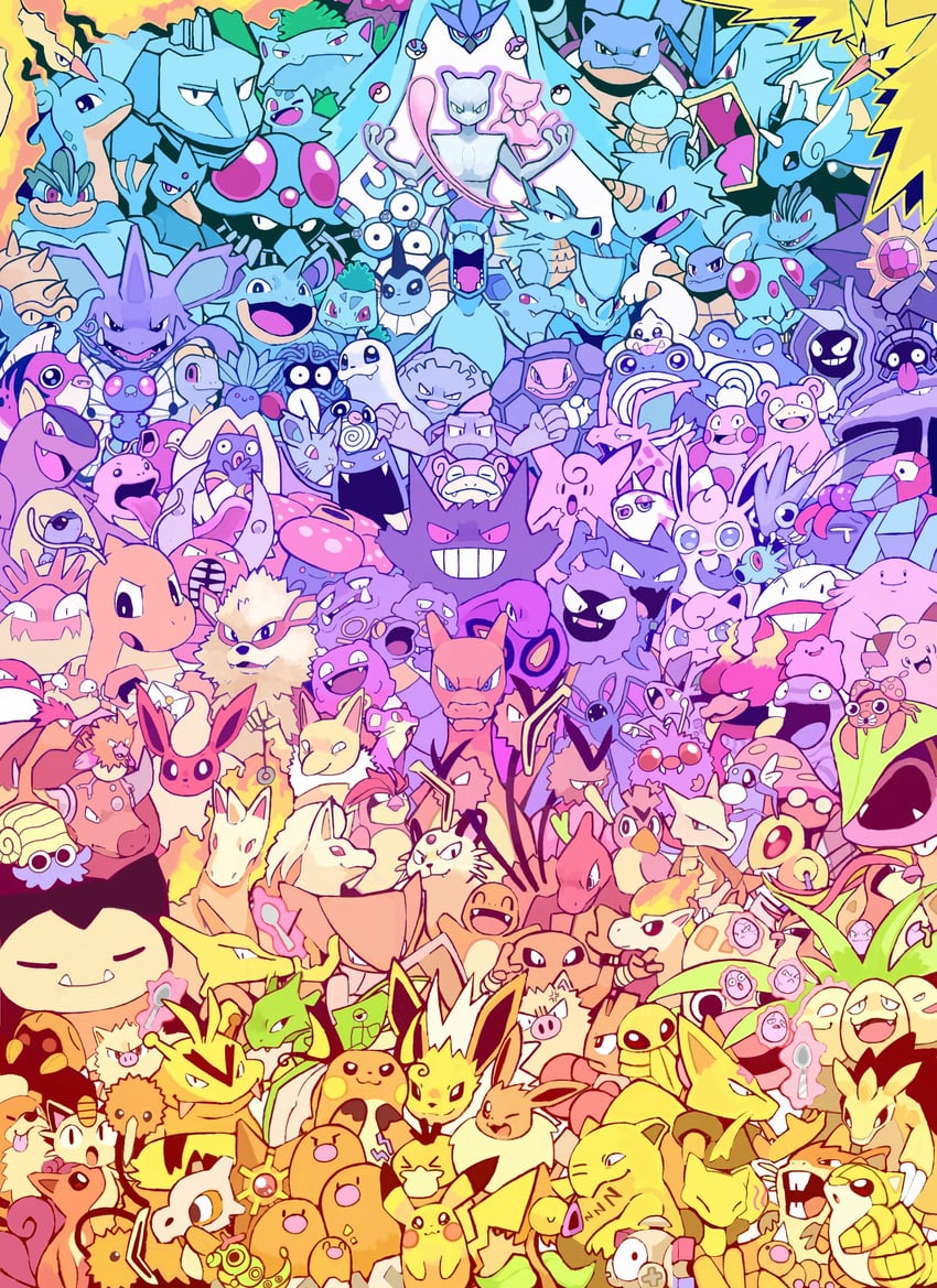 pikachu, eevee, charizard, gengar, bulbasaur, and 145 more (pokemon) drawn by pauldrawsart