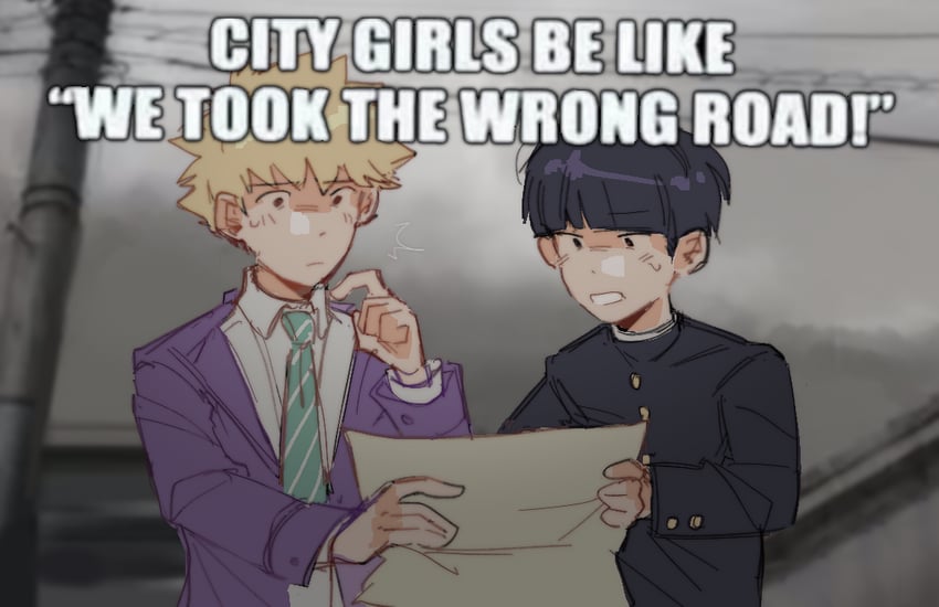 kageyama shigeo and hanazawa teruki (mob psycho 100) drawn by mp100days