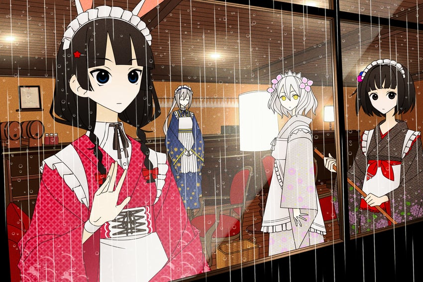 tsukino mito, higuchi kaede, amemori sayo, and kudou chitose (nijisanji and 1 more) drawn by hinoyama_ena