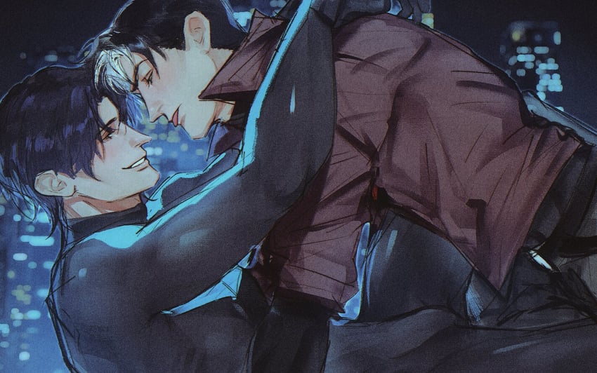 dick grayson, jason todd, nightwing, and red hood (dc comics and 1 more) drawn by tomorrow_echo