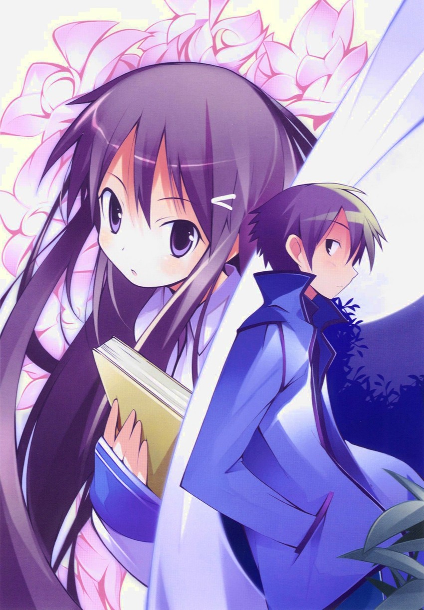 akiba rika and ezaki yuichi (hanbun no tsuki ga noboru sora) drawn by yamamoto_keiji