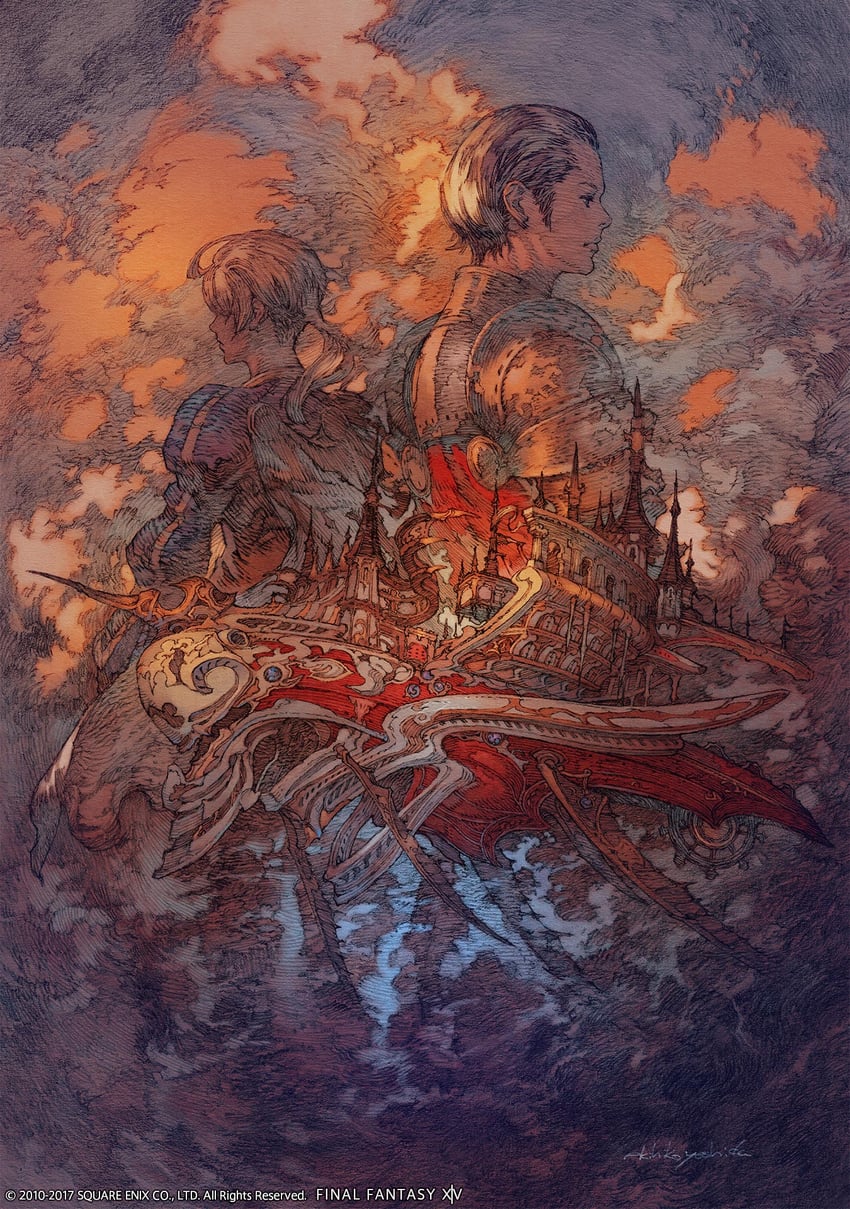 ramza beoulve and delita heiral (final fantasy and 2 more) drawn by yoshida_akihiko