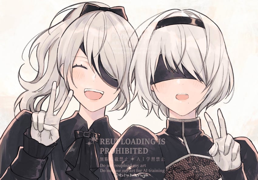 a2 and a4 (nier and 2 more) drawn by kurosawa_kazuto