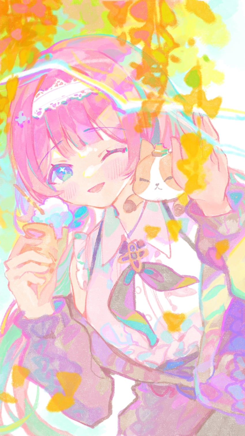 elysia and can (honkai and 1 more) drawn by xianyuzi