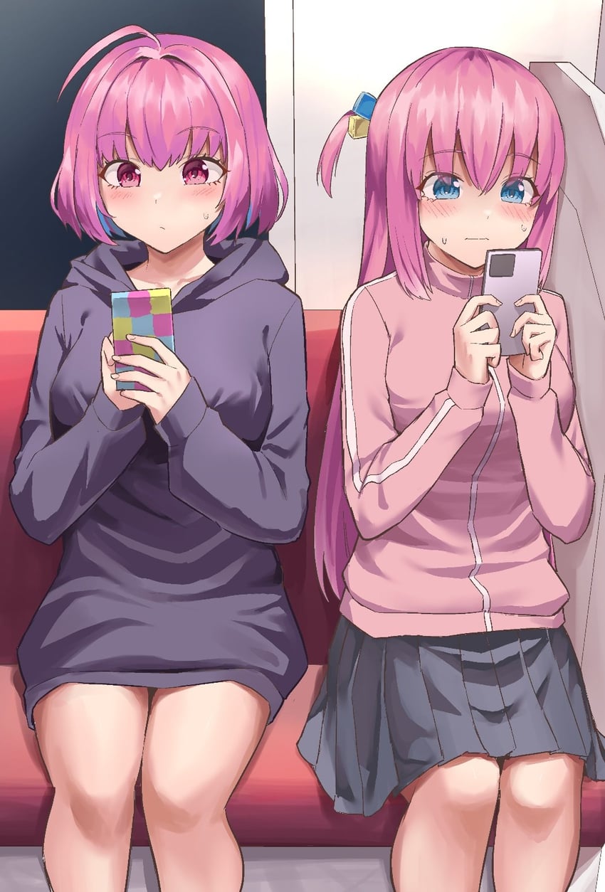 gotoh hitori and yumemi riamu (idolmaster and 2 more) drawn by shoukichi_(shony)