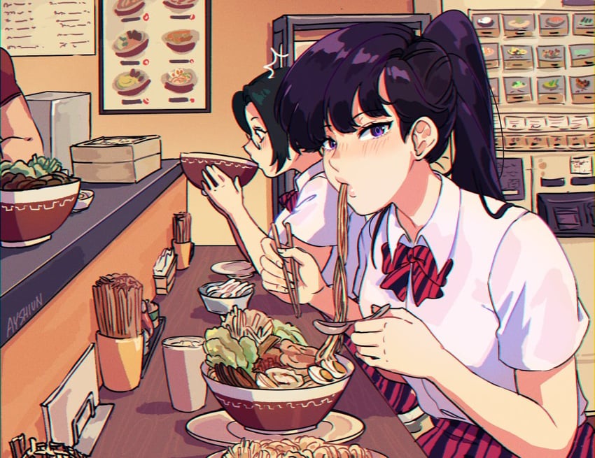 komi shouko and agari himiko (komi-san wa komyushou desu) drawn by ayshiun