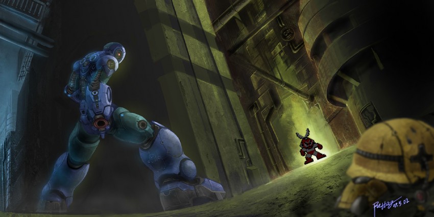 x, met, and cut man (mega man and 3 more) drawn by rettag