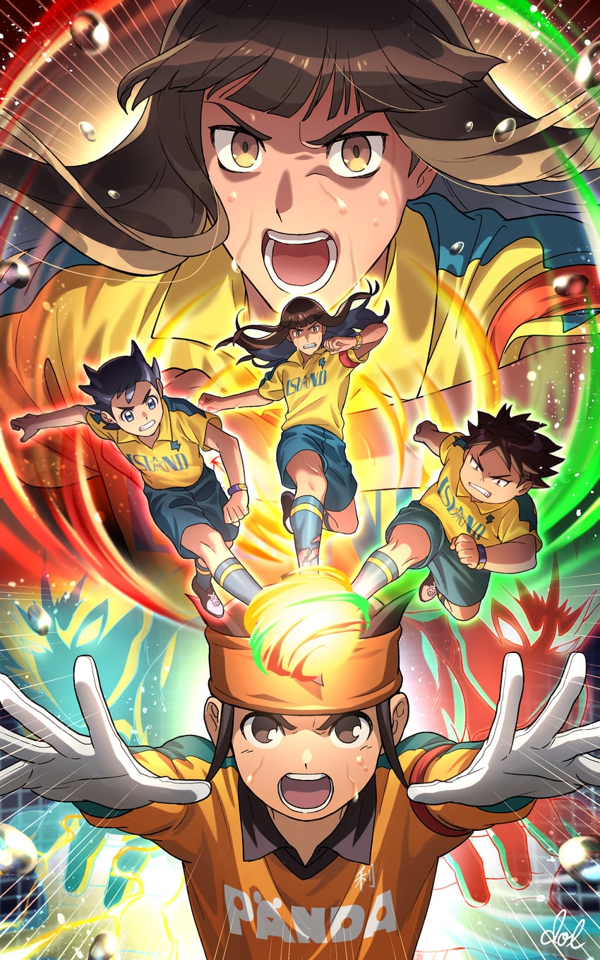 endou mamoru, michinari tatsumi, inamori asuto, and kozoumaru sasuke (inazuma eleven and 1 more) drawn by dolustoy