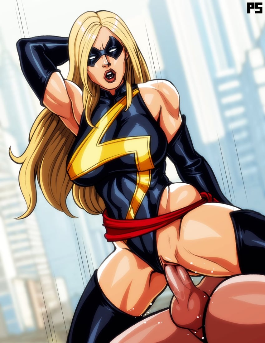 ms. marvel and carol danvers (marvel) drawn by ponpu_(pumpkinsinclair)