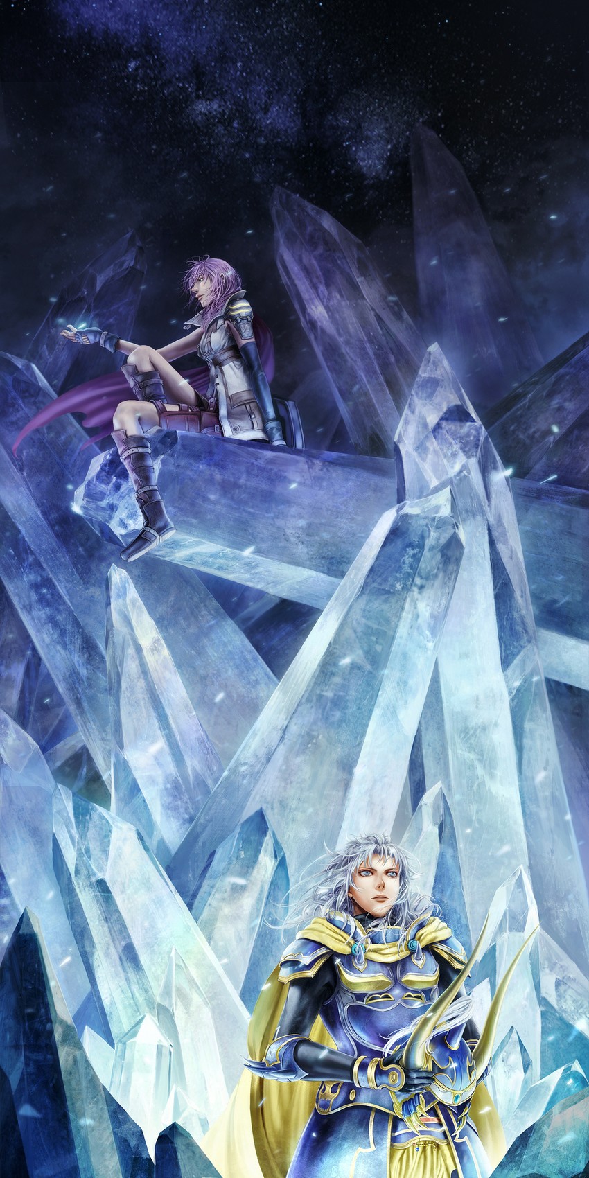 lightning farron and warrior of light (final fantasy and 4 more) drawn by sano_(yoziro)