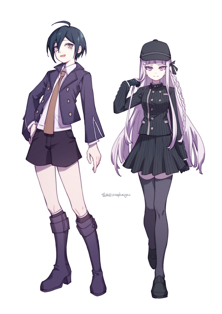 saihara shuichi and kirigiri kyoko (danganronpa and 2 more) drawn by ewa_(seraphhuiyu)