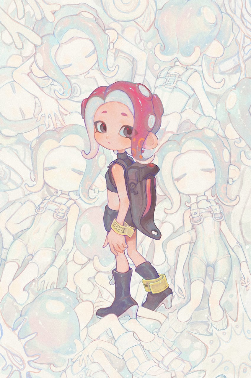 octoling player character, octoling girl, and agent 8 (splatoon and 4 more) drawn by liang_cun_rakuna