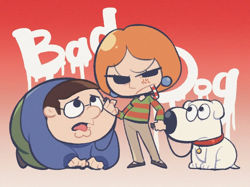 peter griffin, lois griffin, and brian griffin (family guy) drawn by tian_niunai_hezi