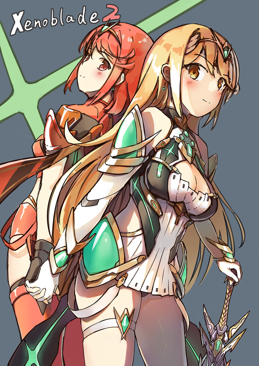 pyra and mythra (xenoblade chronicles and 1 more) drawn by touken