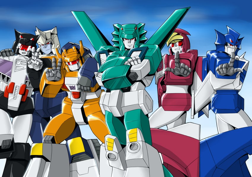 leozack, jallguar, guyhawk, drillhorn, hellbat, and 1 more (transformers and 1 more) drawn by silvia0988