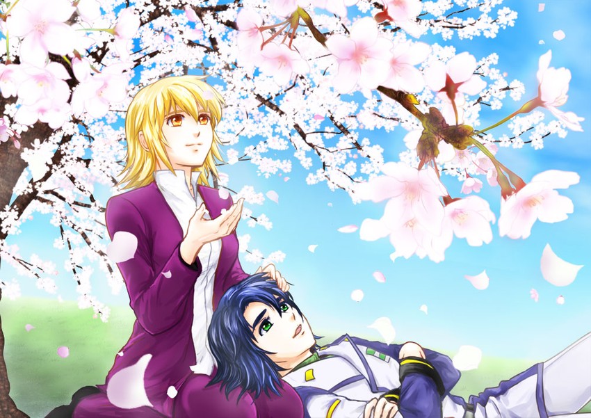 cagalli yula athha and athrun zala (gundam and 2 more) drawn by parubinko