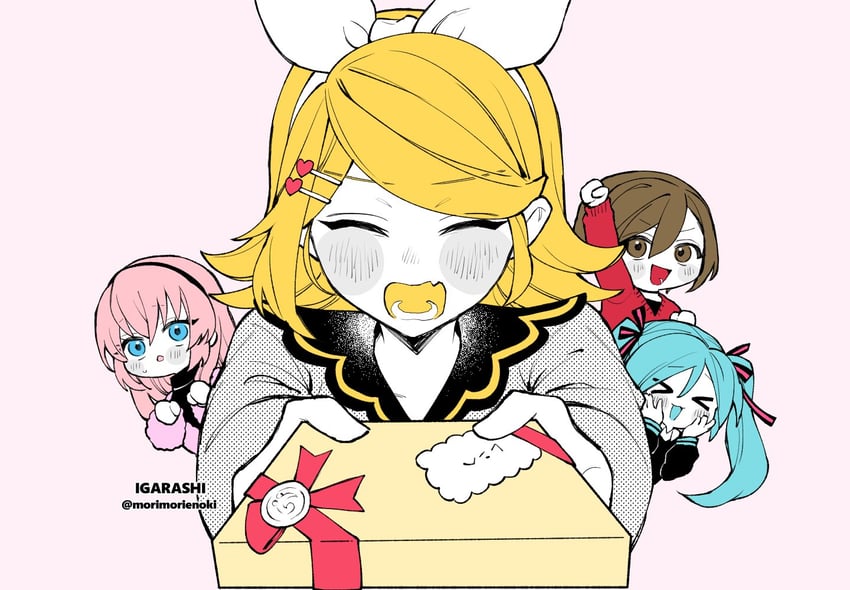kagamine rin, megurine luka, and meiko (vocaloid) drawn by igarashi_(morimorienoki)