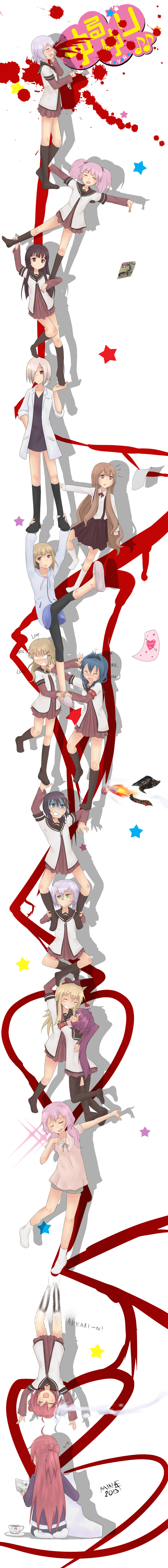 toshinou kyouko, akaza akari, funami yui, yoshikawa chinatsu, oomuro sakurako, and 10 more (yuruyuri and 1 more) drawn by bookmarkahead