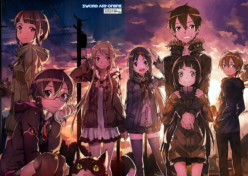 asuna, kirito, yuuki, eugeo, yui, and 2 more (sword art online and 1 more) drawn by bunbun