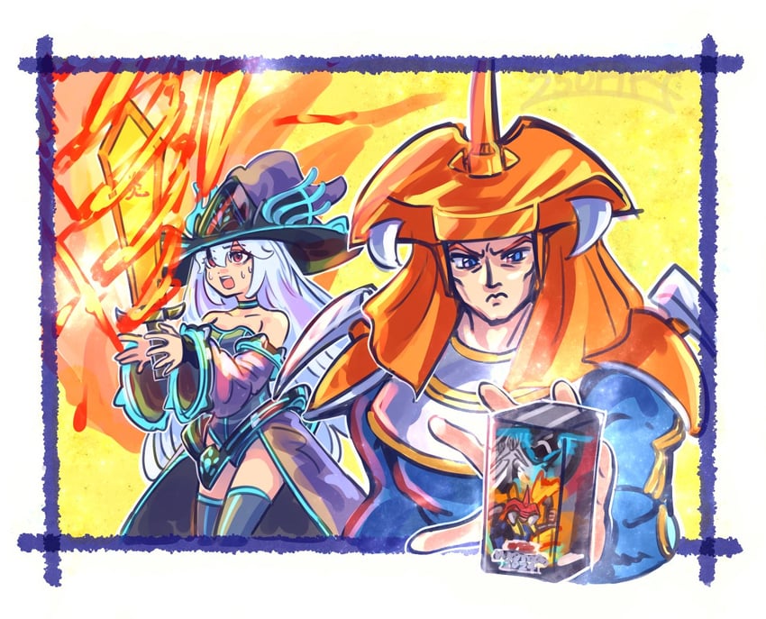 flame swordsman and krishnerd witch (yu-gi-oh!) drawn by 250en_remon