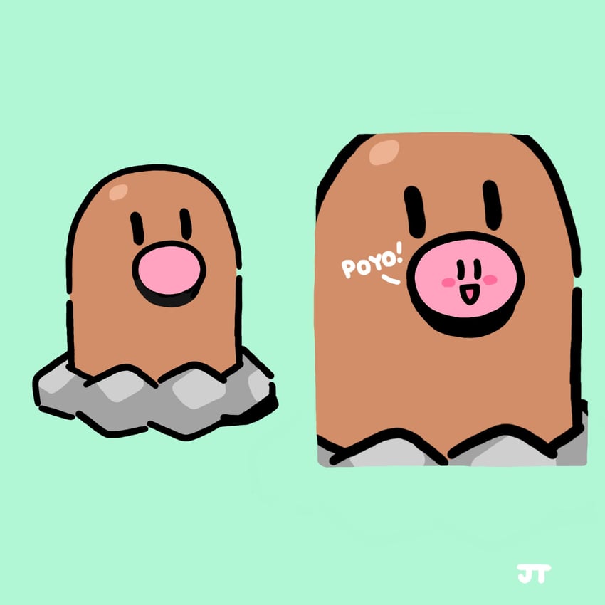 kirby and diglett (pokemon and 1 more) drawn by james_turner