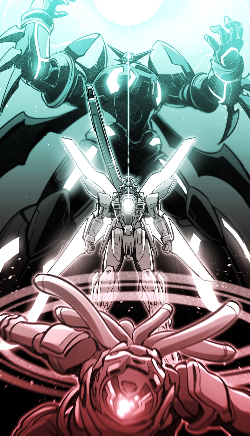 shin getter-1, gundam x, and king gainer (gundam and 6 more) drawn by kato_takuji
