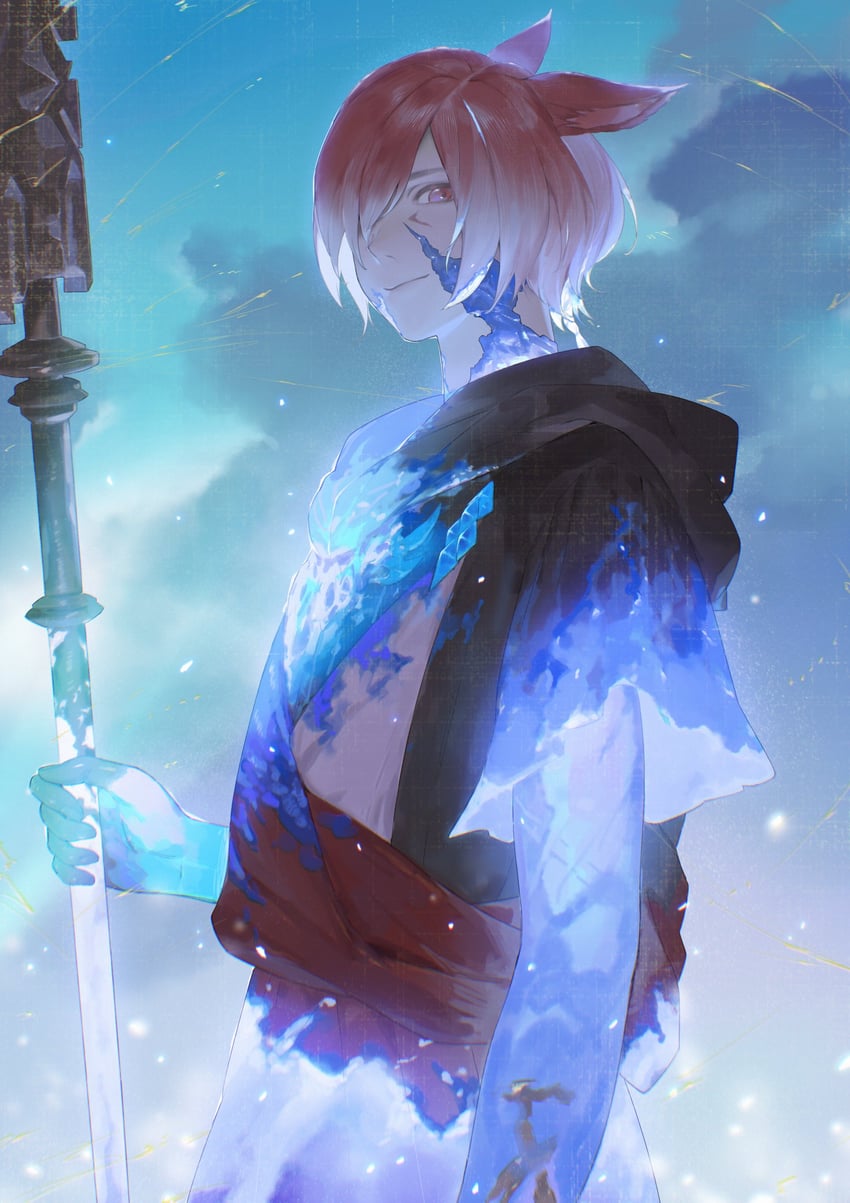 g'raha tia and crystal exarch (final fantasy and 1 more) drawn by ryein