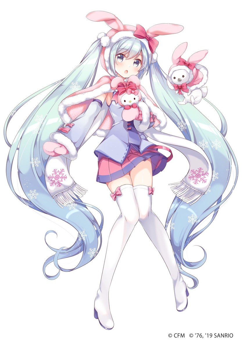 hatsune miku, yuki miku, hello kitty, and rabbit yukine (vocaloid and 2 more) drawn by gomano_rio
