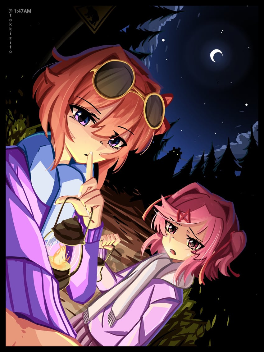 natsuki and sayori (doki doki literature club) drawn by tokkizito