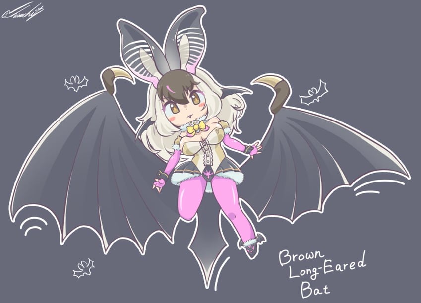 brown long-eared bat (kemono friends and 1 more) drawn by cherushi_2