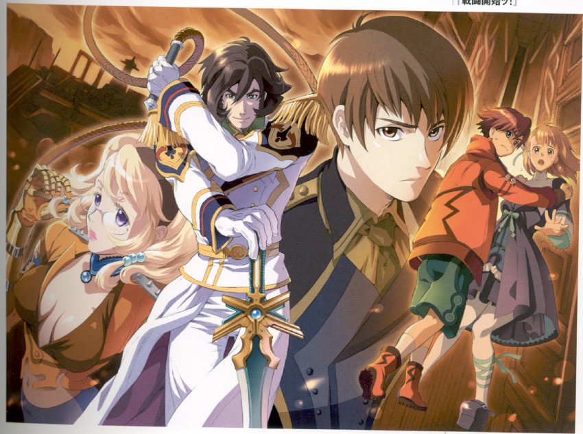 yulie ahtreide, jude maverick, kresnik ahtreide, farmel arianrhod, and lambda zellweger (wild arms and 1 more) drawn by ooba_wakako