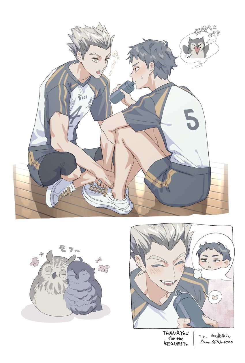 bokuto koutarou and akaashi keiji (haikyuu!!) drawn by sena_reco