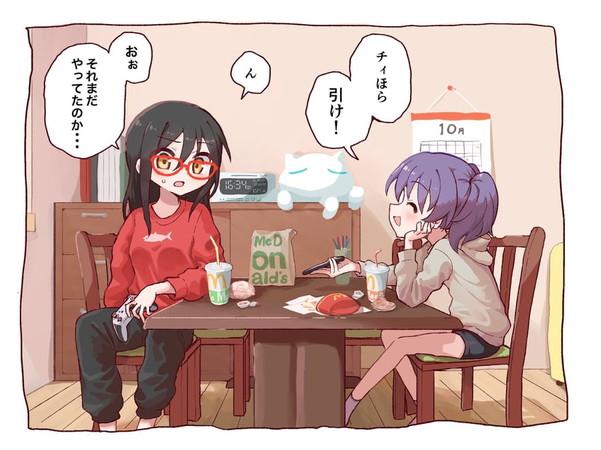 souen chiaki, moneko, and shinohara kogome (mcdonald's and 1 more) drawn by hamigaki_ki_aka