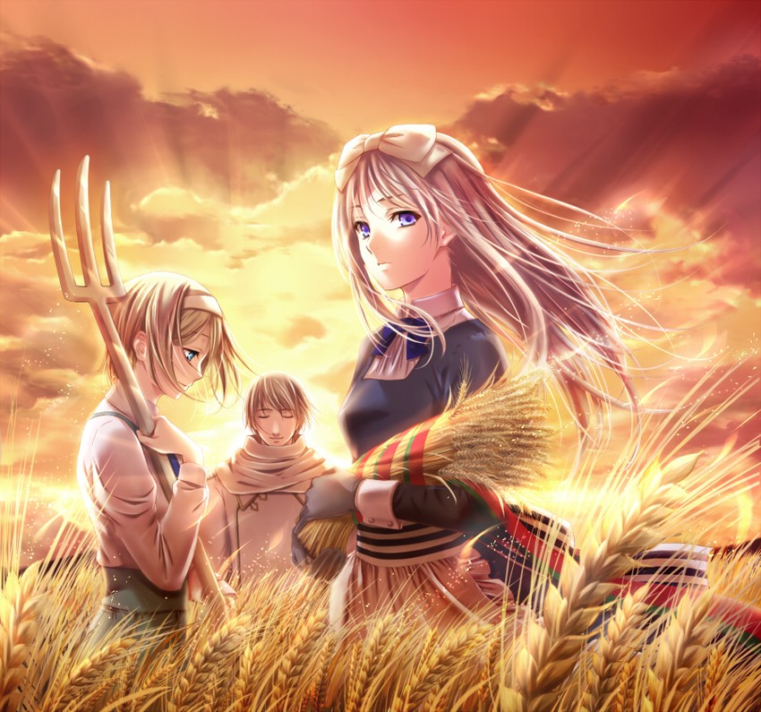 russia, belarus, and ukraine (axis powers hetalia) drawn by sasano_shiki