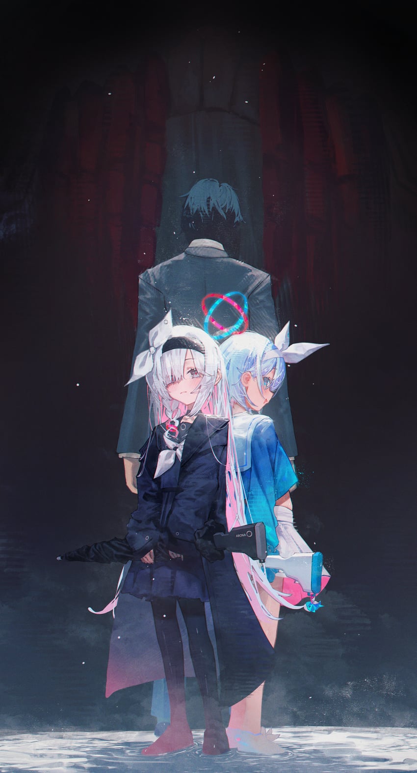 sensei, arona, plana, and phrenapates (blue archive) drawn by betabeet